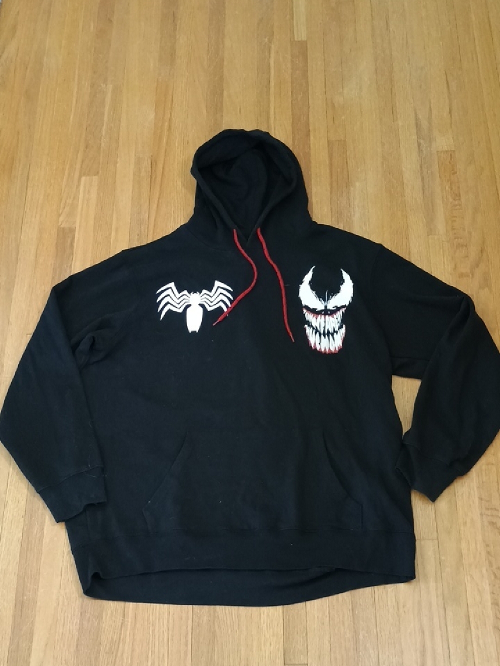 Marvel Black Venom Graphic Hoodie with Red Drawcords